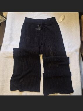 Nicole Miller Black Open-Knit Swim Coverup Pants